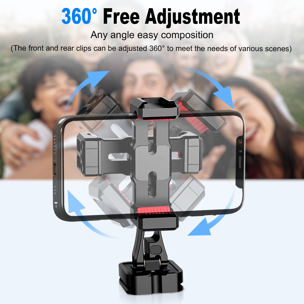 Manbily Dual Cell Phone Hold for Tripod , 1/4”, 3/8”, Acra Swiss with Cold Shoe Expansion Port SP-12