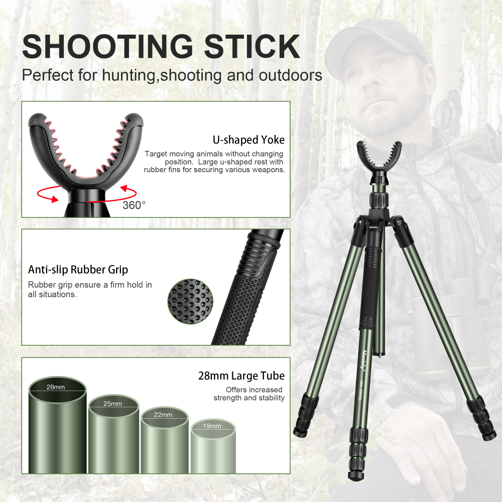 Manbily Shooting Tripod for Hunting, MA-284GL (Olive Green)