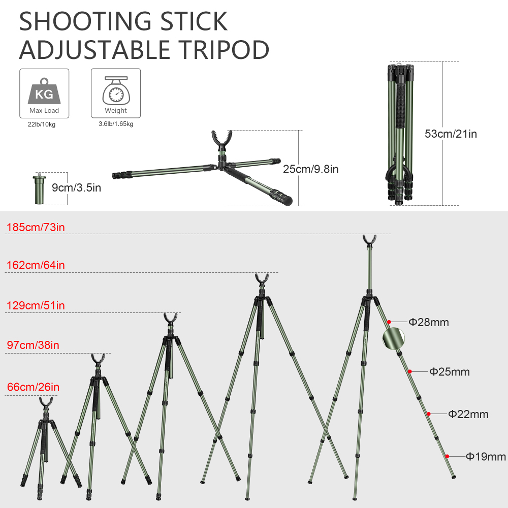 Manbily Shooting Tripod for Hunting, MA-284GL (Olive Green)