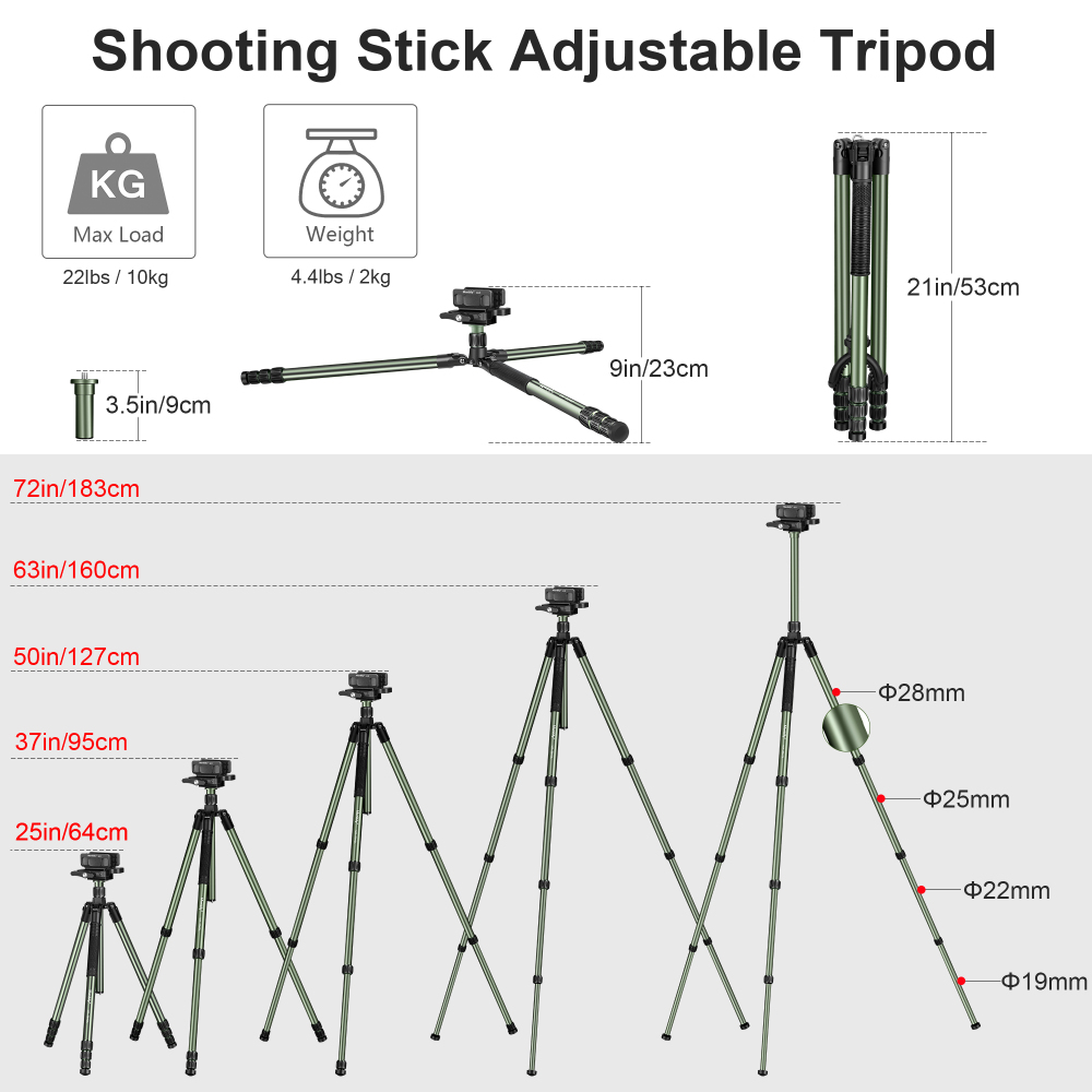 Manbily Shooting Tripod with Saddle Mount Set for Hunting (U-3)+(MA-284GL) Green / Black