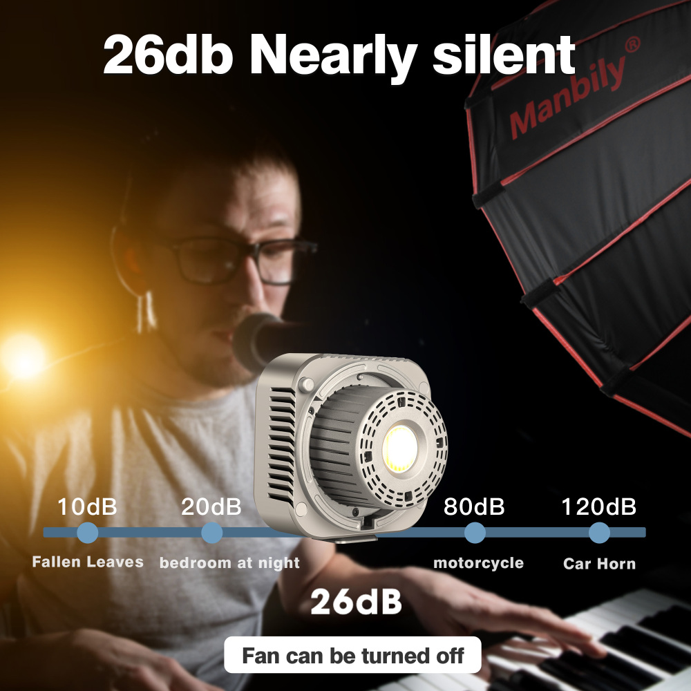 Manbily CFL-100Bi 100W Bi-Color COB LED Video Light (Dual Color) for Photography, Livestreaming, Studio (12.4cm*11.3cm*13.3cm)