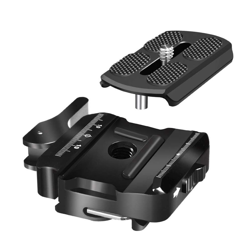 Manbily PA-03 Arca Swiss to Picatinny Rail Dual Mount adapter, with QR plate, Arca Base, Tripod, Hunting (Black)