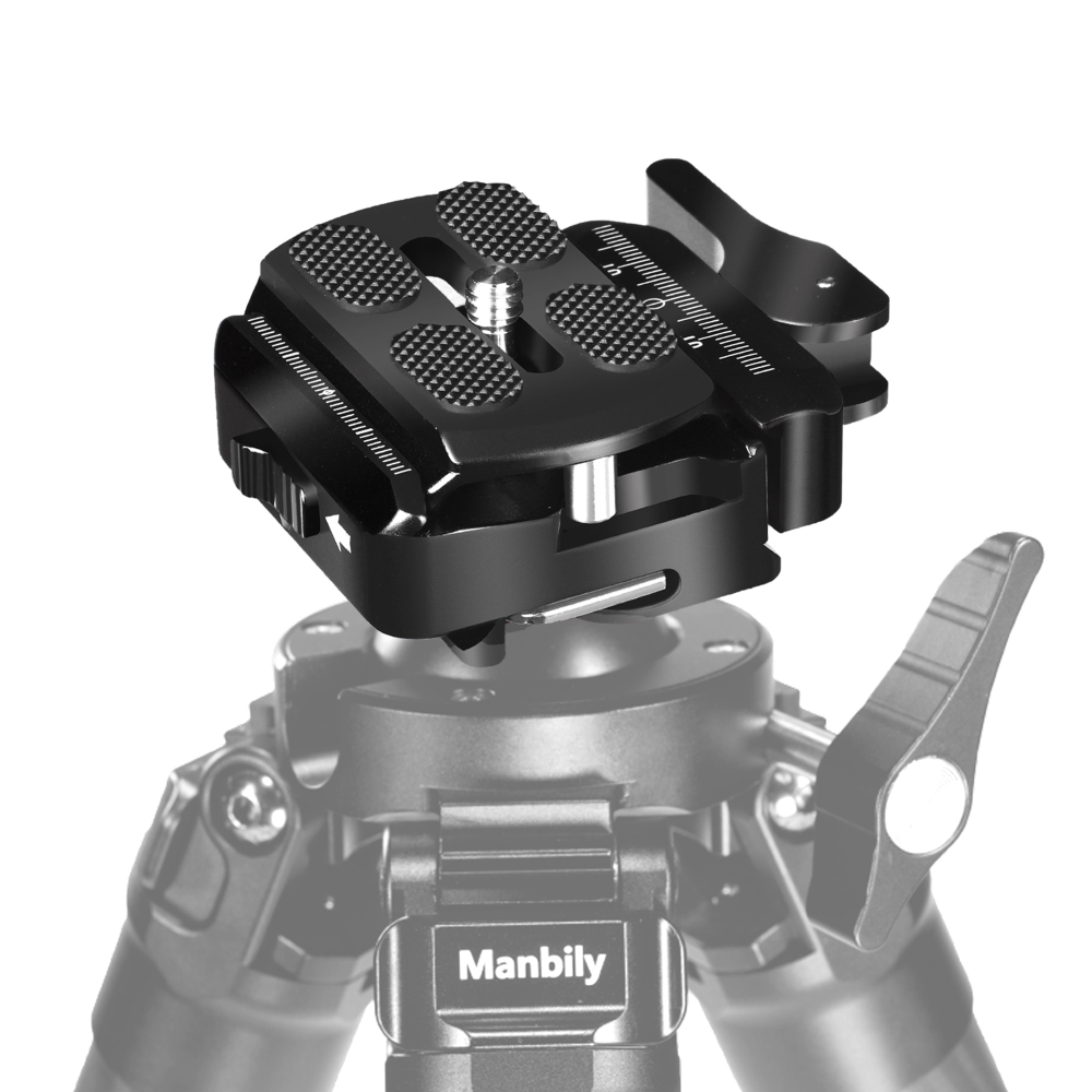 Manbily PA-03 Arca Swiss to Picatinny Rail Dual Mount adapter, with QR plate, Arca Base, Tripod, Hunting (Black)