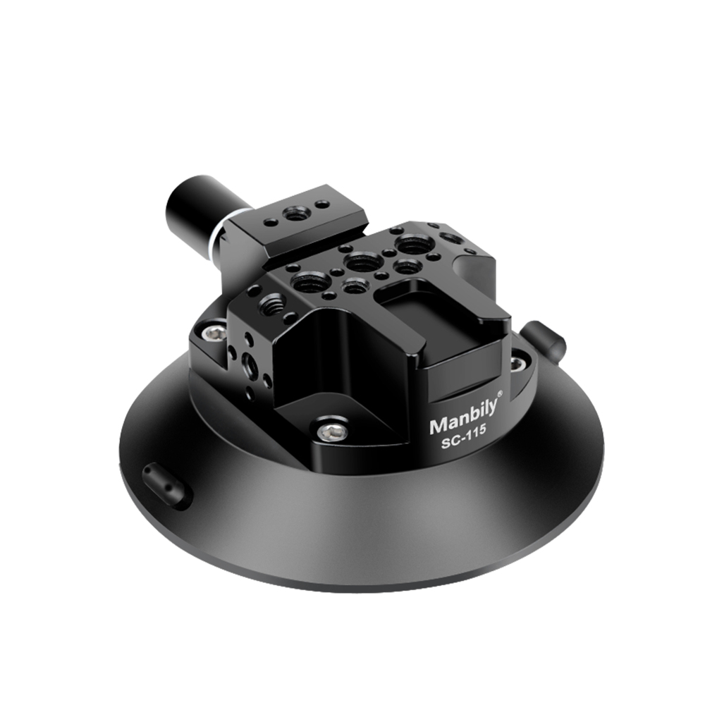 Manbily SC-115, 4.6''Camera Suction Cup Mount, Pump Vacuum Mount with Hot Shoe &  1/4'' 3/8'' Thread Holes, Compatible with Action Cameras,DJI,Osmo Action,Pocket, Camera car mounts