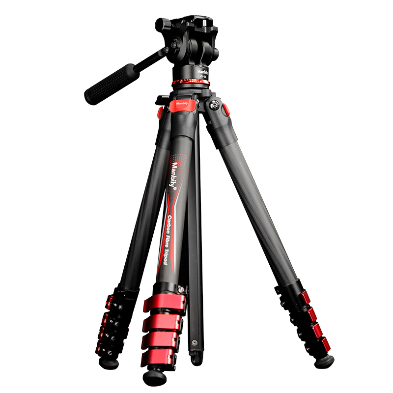 Manbily Camera Carbon fiber Tripod 46-150CM 360° Panorama Fluid Head Tripods Max Load 10KG for DSLR Camcorder Canon Nikon Sony