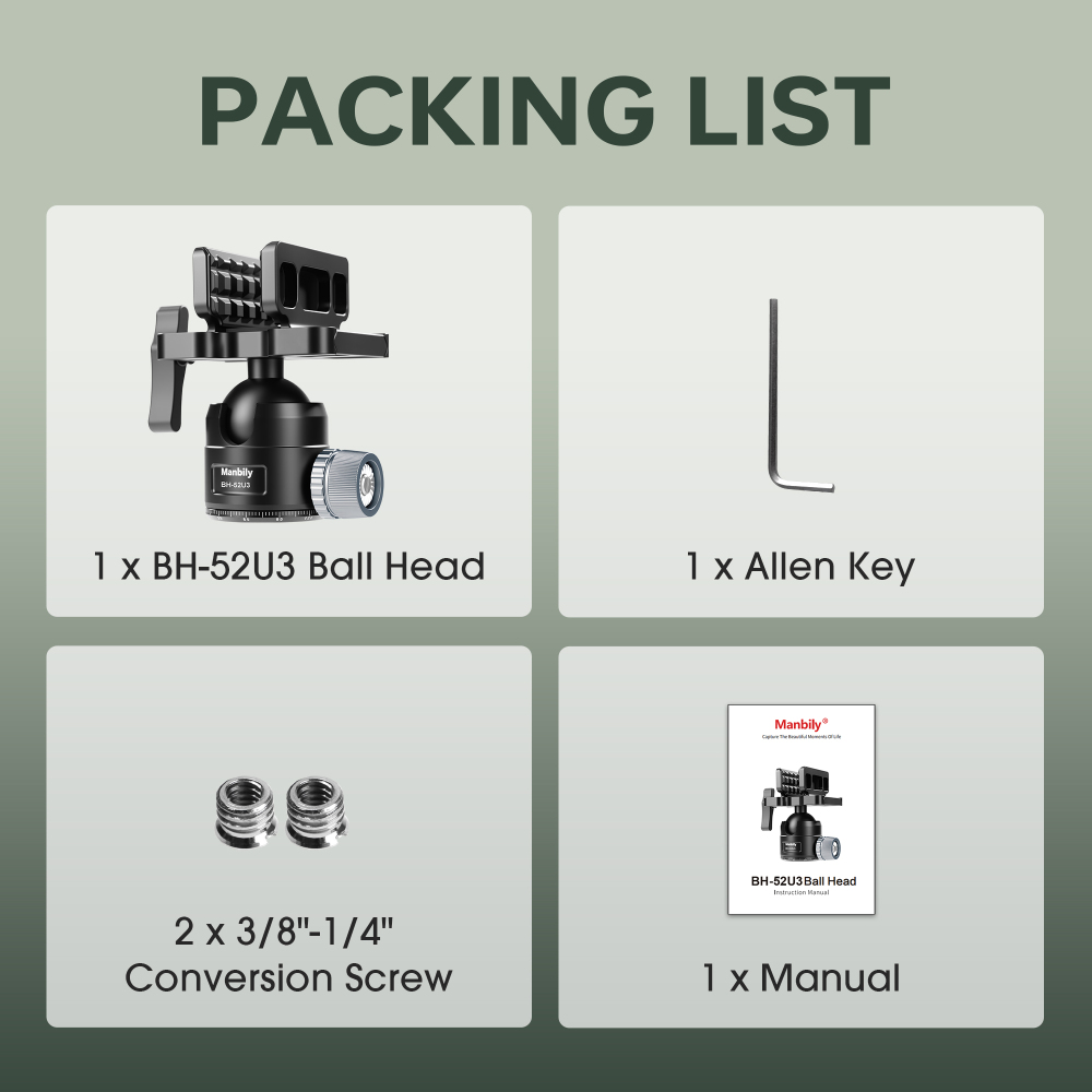 Manbily BH-52U3 Shooting Saddle with 360° Ball Head, 52mm Diameter Large Ball, 55lbs Load Capacity(* The Clamp Can't Be Removed)