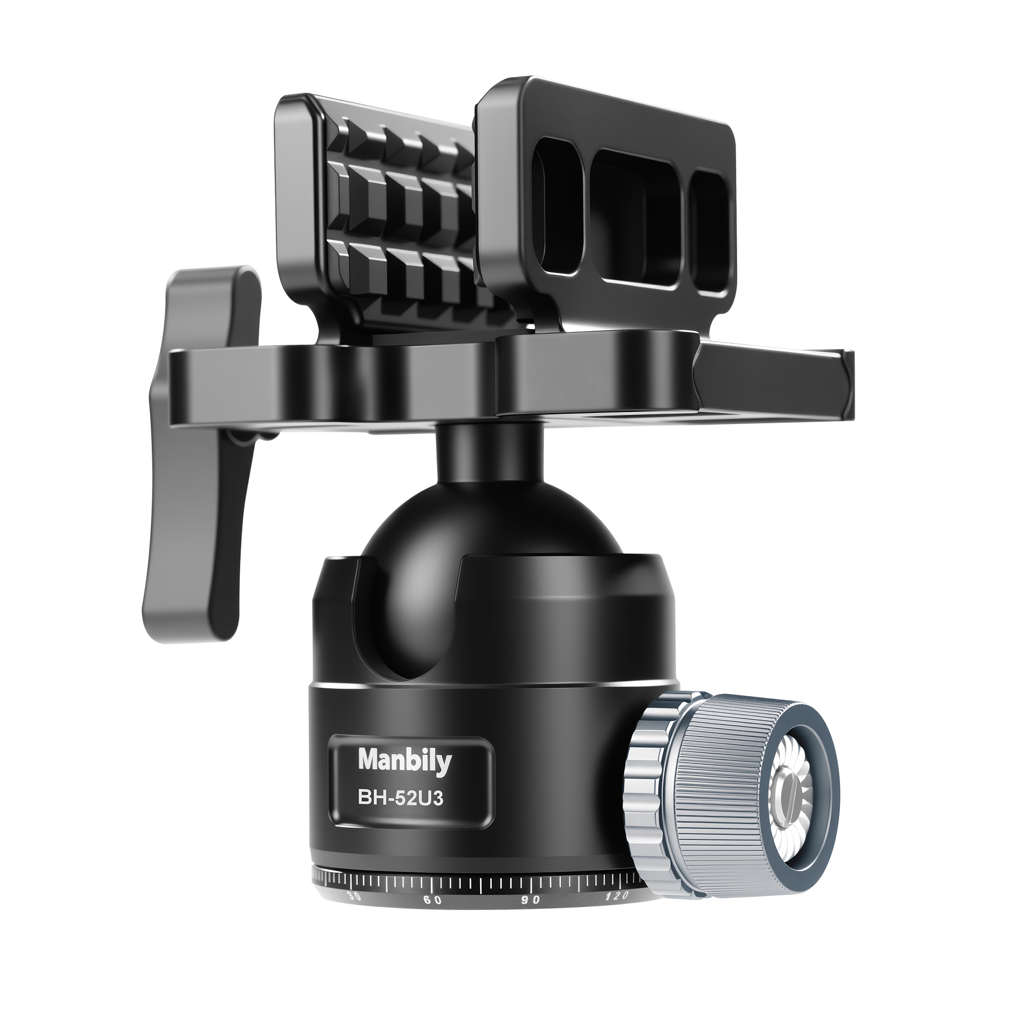 Manbily BH-52U3 52MM Large Ball Head with saddle clamp, 52mm Diameter Large Ball, 55lbs Load Capacity, 360° Ball Head