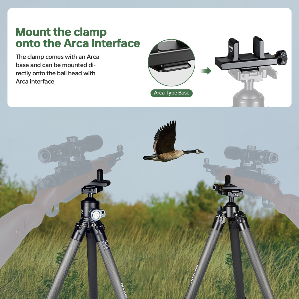 Manbily U-9 Lightweight Shooting Saddle Clamp with Arca Base, CNC Alluminum, Suitable for Small Equipment