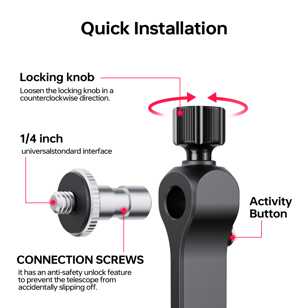 Manbily WYJ-01 Binocular Telescope Tripod Adapter, Aluminium Alloy, Arca Base with 1/4''& 3/8'' Mounting holes