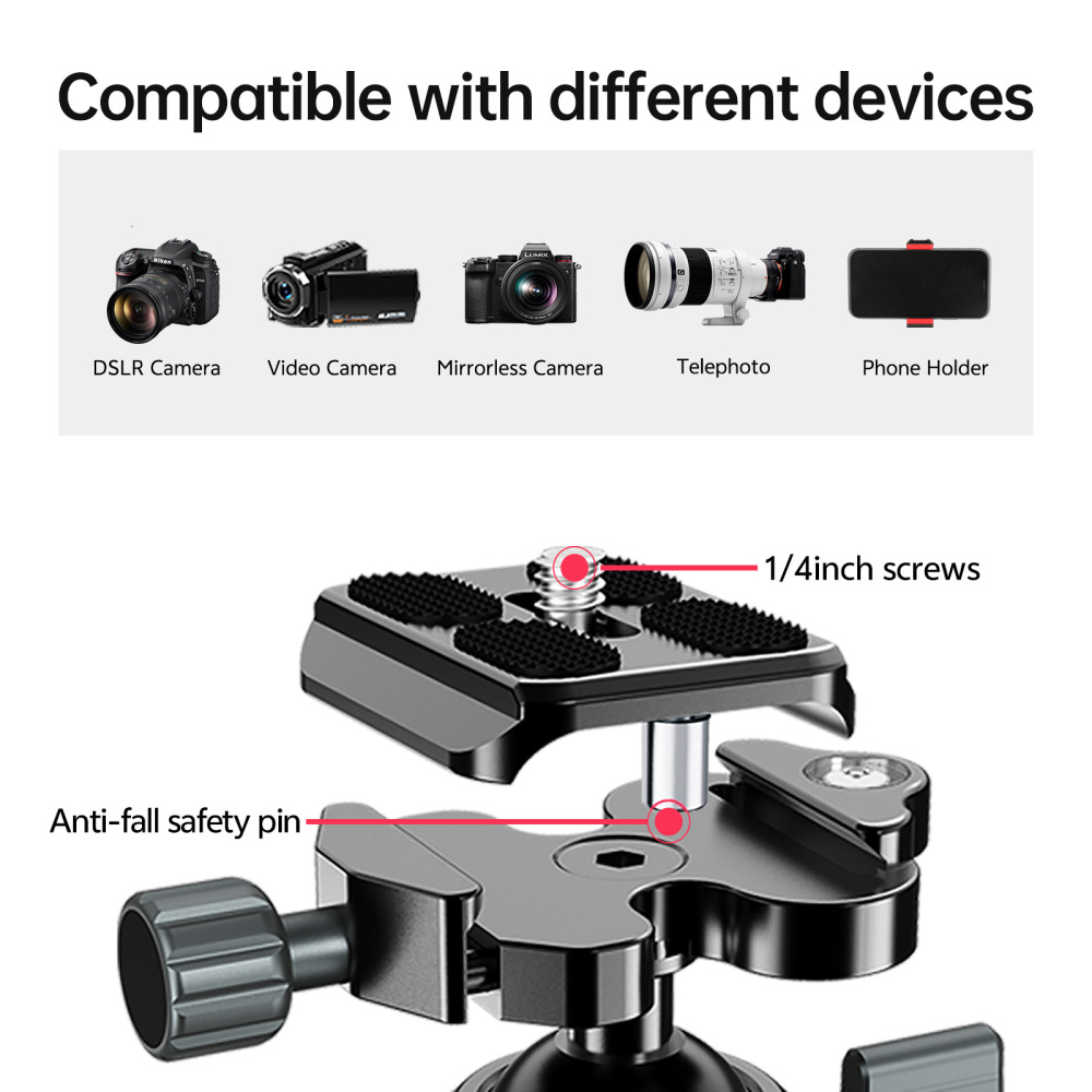 Manbily Q-36 36mm Low Profile Tripod Ball Head with 360° Rotating Mark, 33.07 lbs/15KG  Max Load,