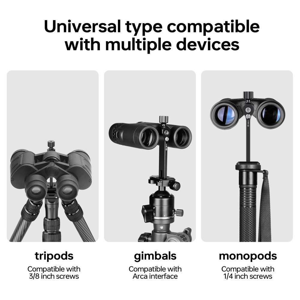 Manbily WYJ-01 Binocular Telescope Tripod Adapter, Aluminium Alloy, Arca Base with 1/4''& 3/8'' Mounting holes