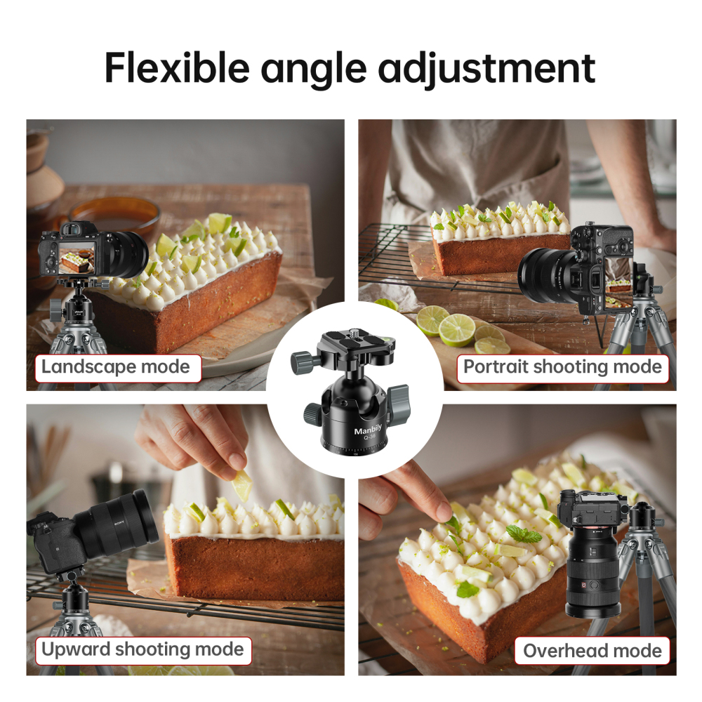 Manbily Q-36 36mm Low Profile Tripod Ball Head with 360° Rotating Mark, 33.07 lbs/15KG  Max Load,