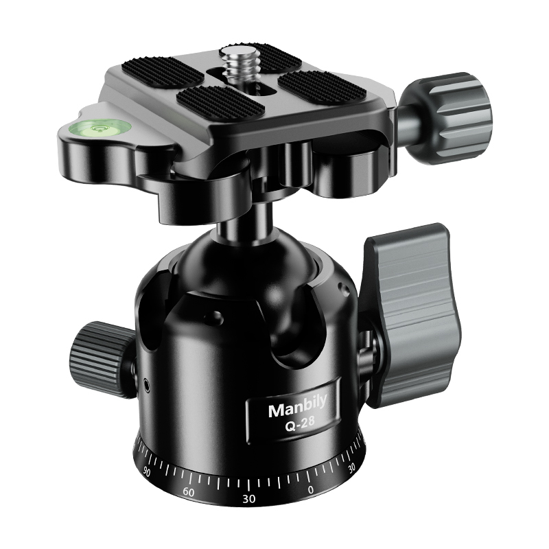 Manbily Q-28 28mm Low Profile Tripod Ball Head with 360° Rotating Mark, CNC Aluminum, 33.07 lbs/15KG  Max Load,