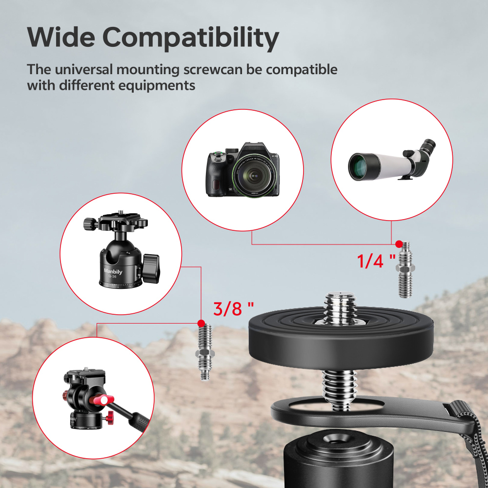 Manbily C-558L Carbon Fiber Lever Lock Monopod, Quick Height Adjustment,16 inch, 28mm Tube, Suitable for use as a hiking pole