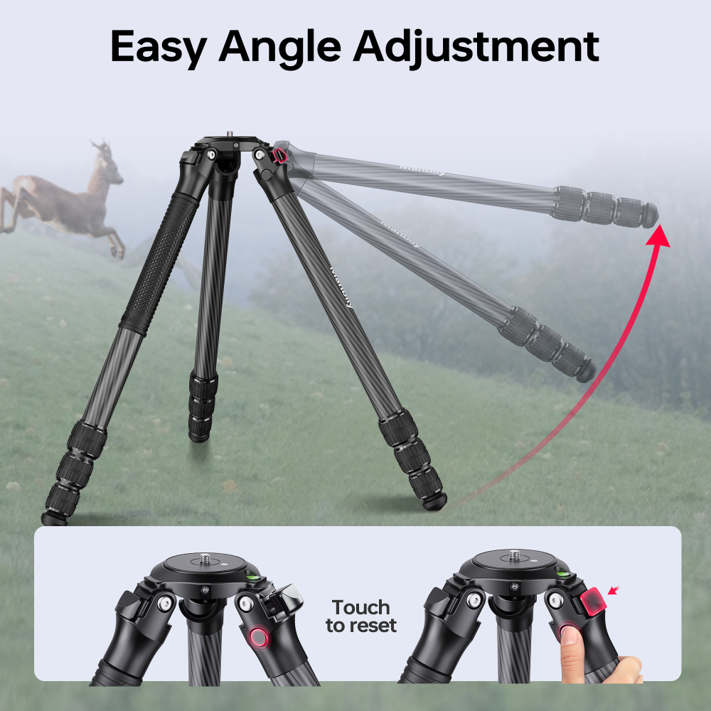 Manbily MT-364C Carbon Fiber Heavy-duty tripod, dual use for hunting & photography, 36mm Max Tube, with 75mm platform, tripod only