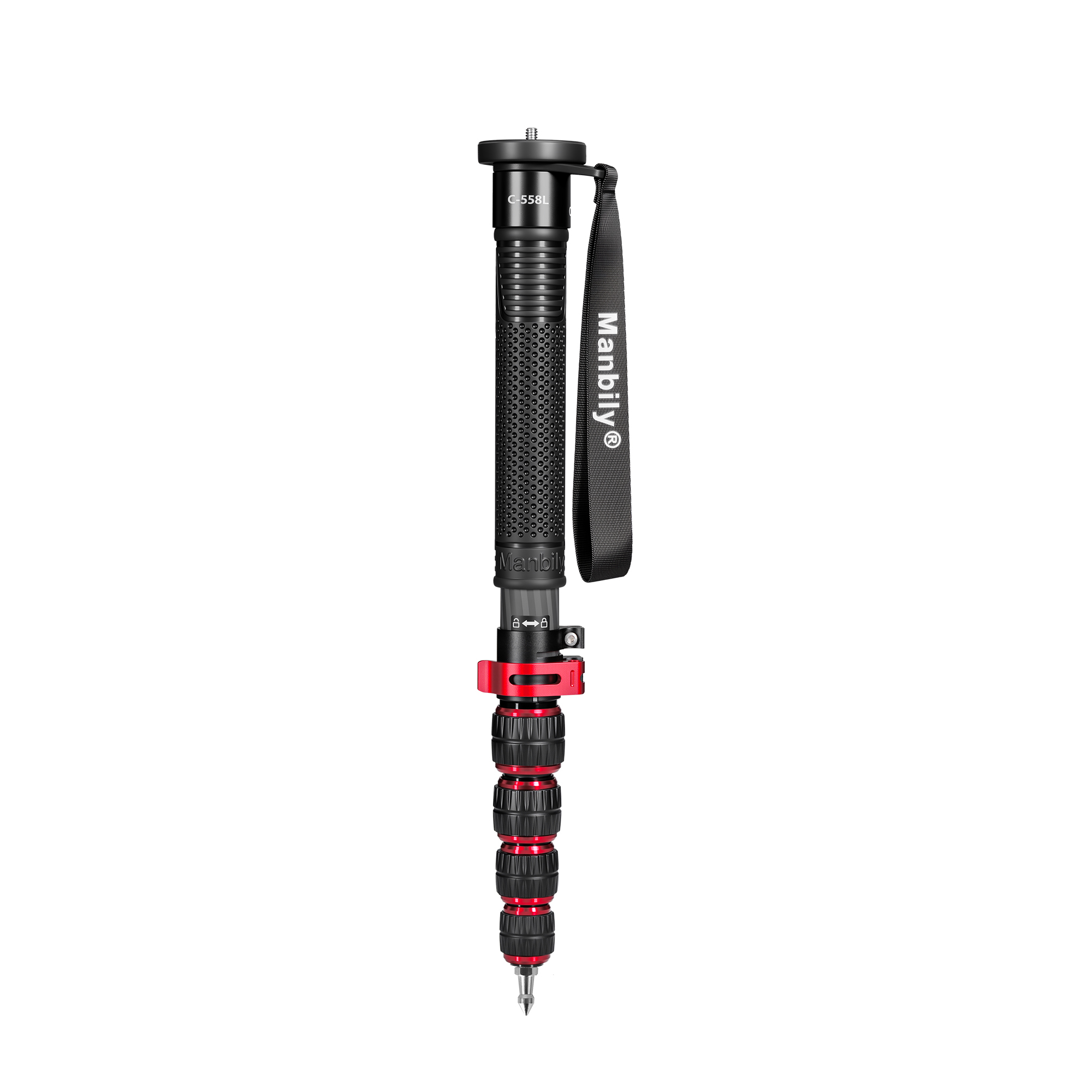 Manbily C-558L Carbon Fiber Lever Lock Monopod, Quick Height Adjustment,16 inch, 28mm Tube, Suitable for use as a hiking pole