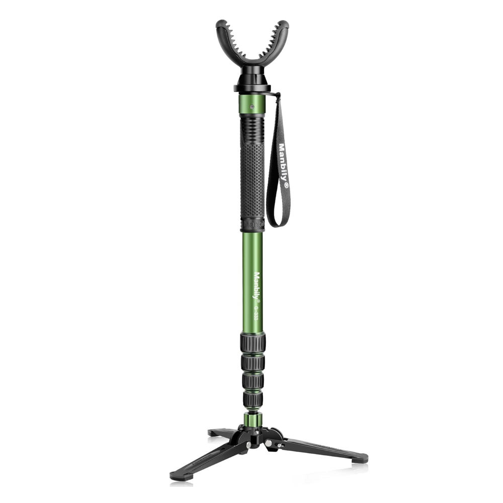 Manbily Shooting Stick Monopod with Tripod Base, G-333 (Green)