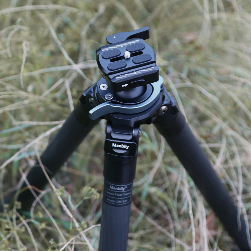 Manbily QM-324PA Carbon Fiber Hunting Tripod, Lever Lock Design, 38mm Integrated Ball Head, 32mm Max Tube, Picatinny to Arca Swiss Adapters, Max Load 44lbs