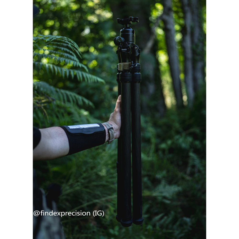 Manbily WZ-2836 Carbon Fiber Inverted Tripod, 63in 36mm Max Tube, with 44mm Ball Head, Arca Swiss & Picatinny Adapter, 3 Sections