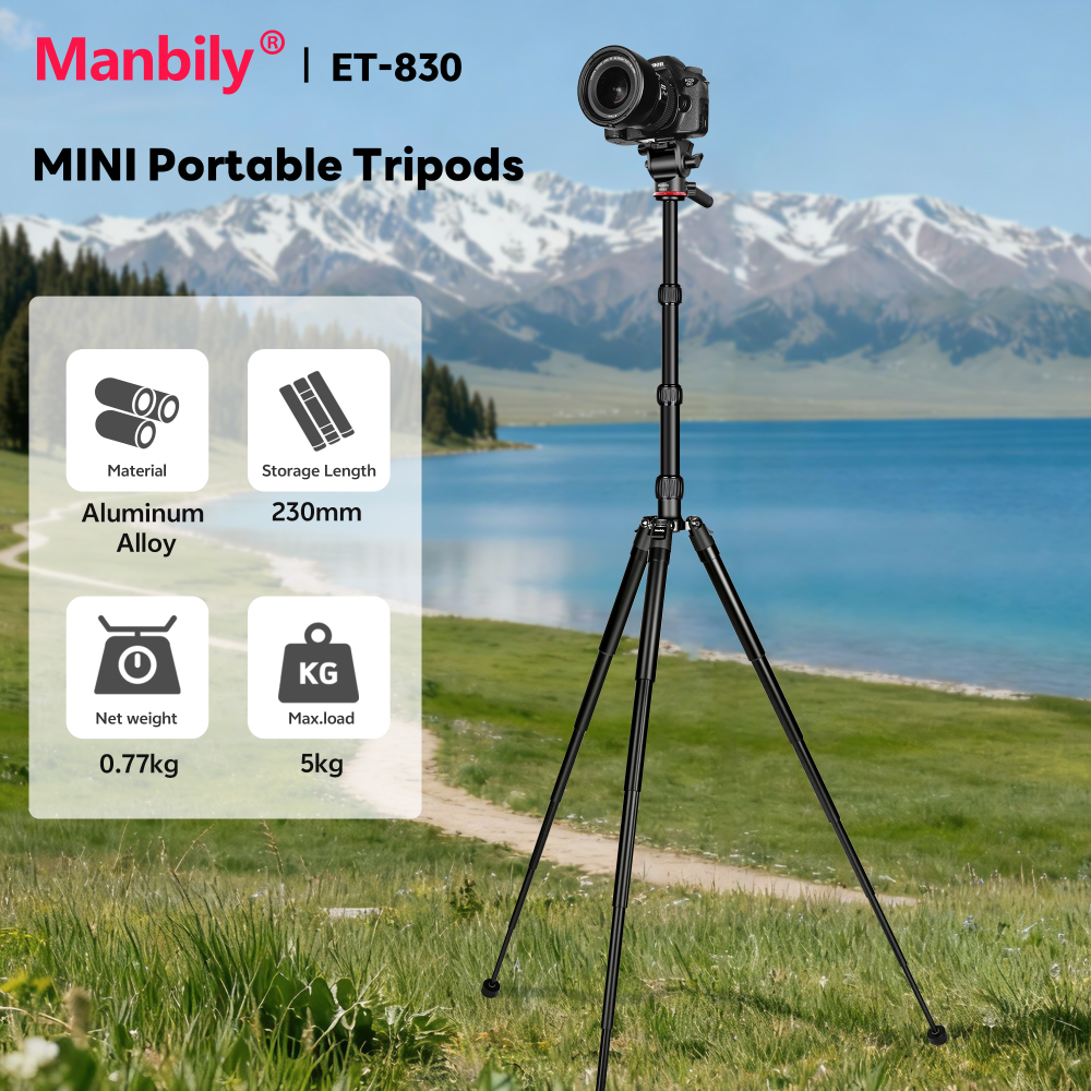 Manbily ET-830 Aluminium Detachable Mini Camera Tripod, Max. Load 5kg