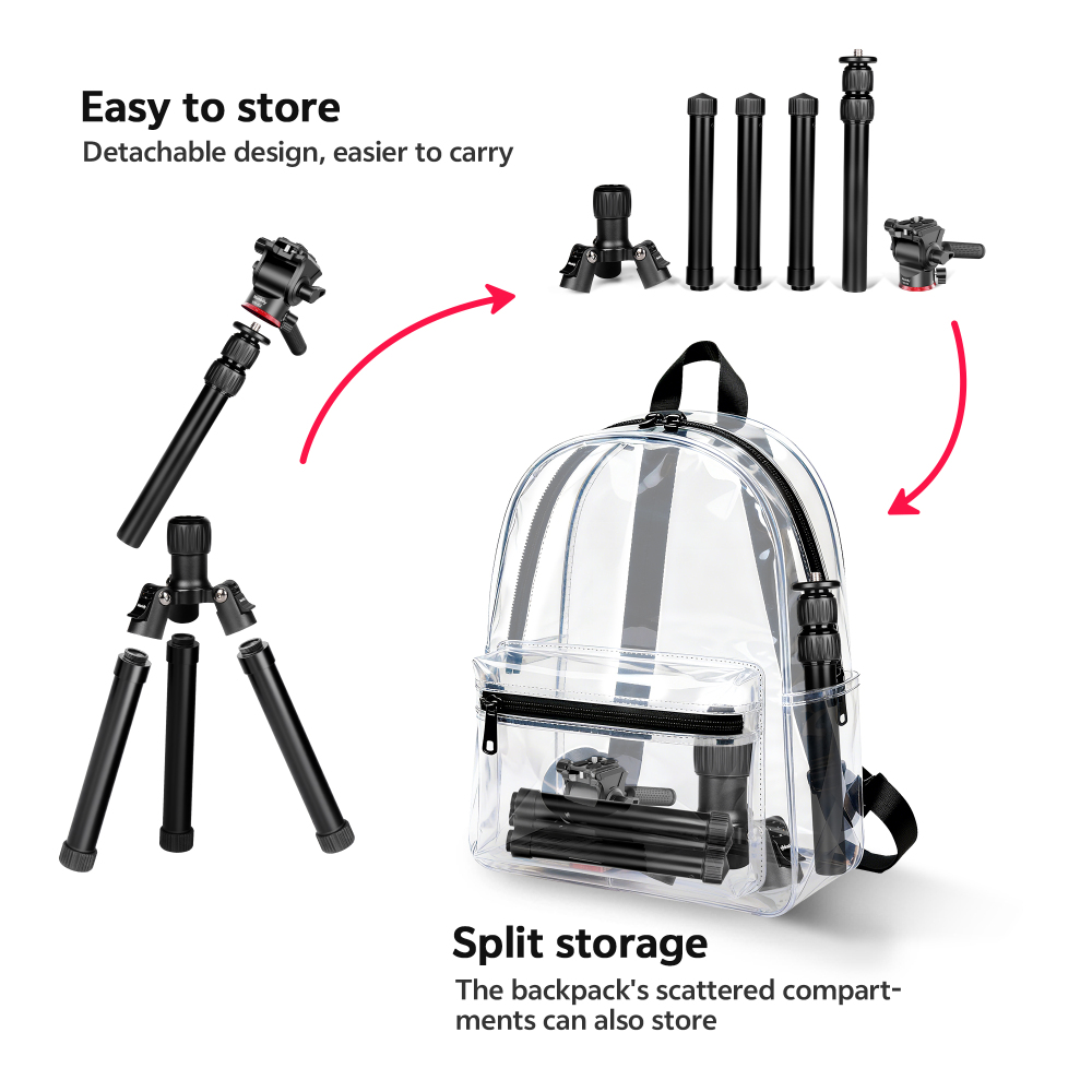 Manbily ET-830 Aluminium Detachable Mini Camera Tripod, Max. Load 5kg