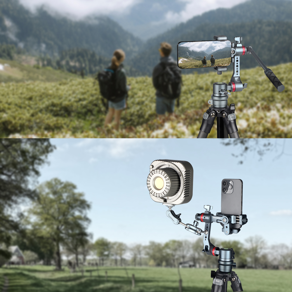 Manbily YJ-002 Phone Gimbal Tripod Head, 360° Rotation Tilt, Aluminum Universal Holder