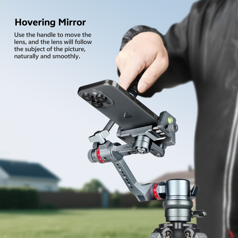 Manbily YJ-002 Phone Gimbal Tripod Head, 360° Rotation Tilt, Aluminum Universal Holder