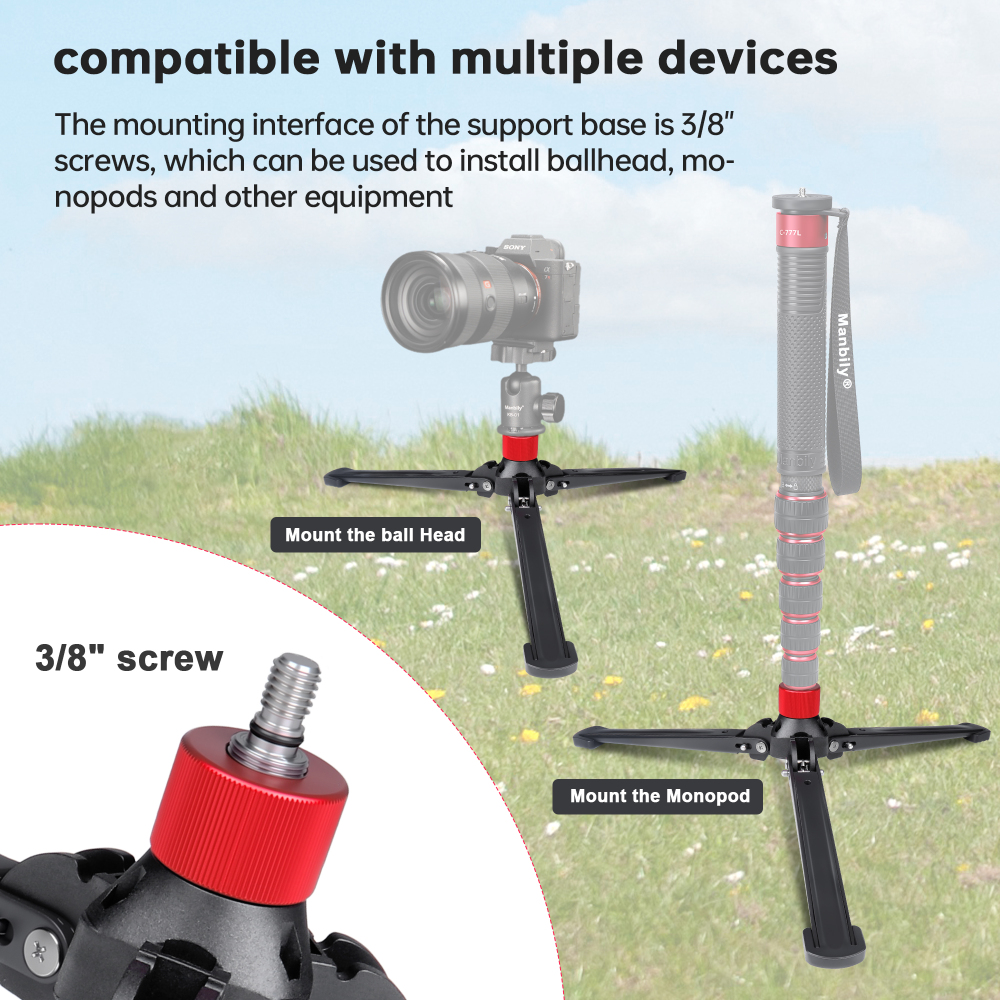 Manbily M-5 Aluminum Monopod Base with 3/8" Screw