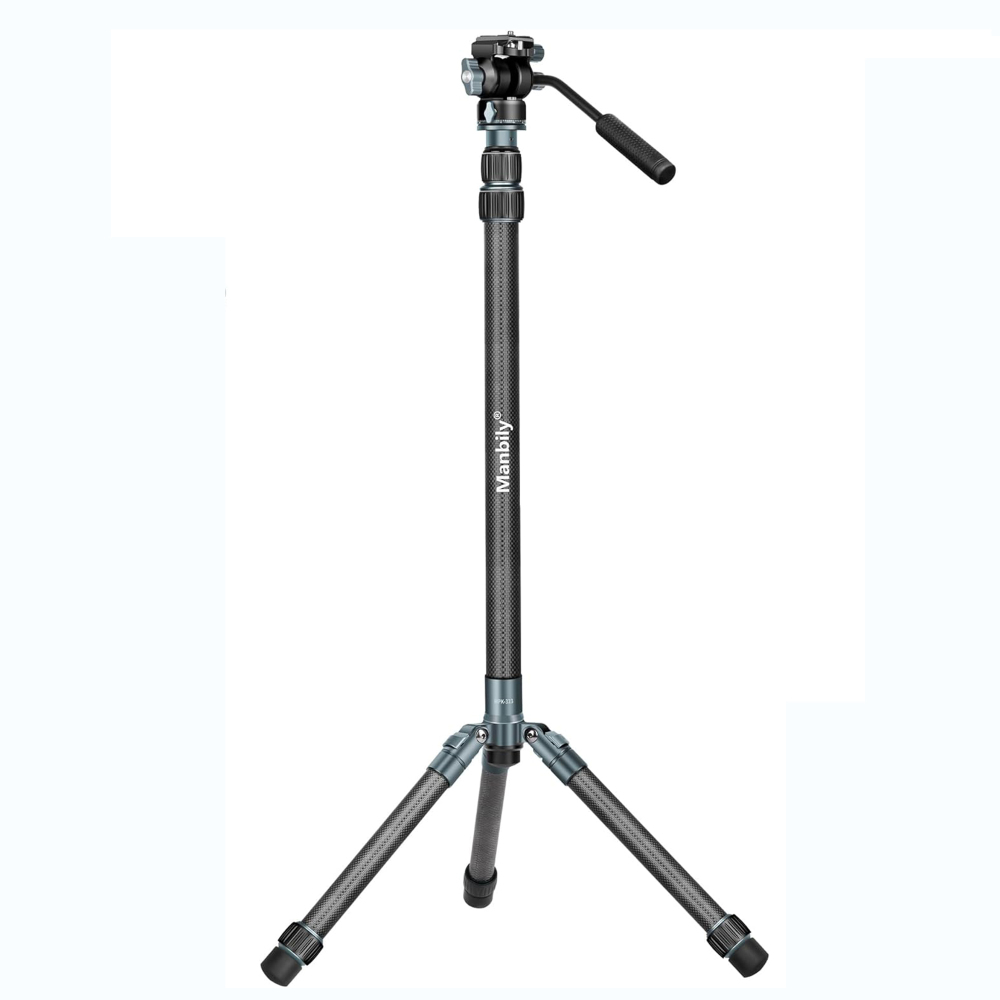 Manbily Carbon Fiber Camera Monopod with Feet & Fluid Head, MPK-323 (Grey)