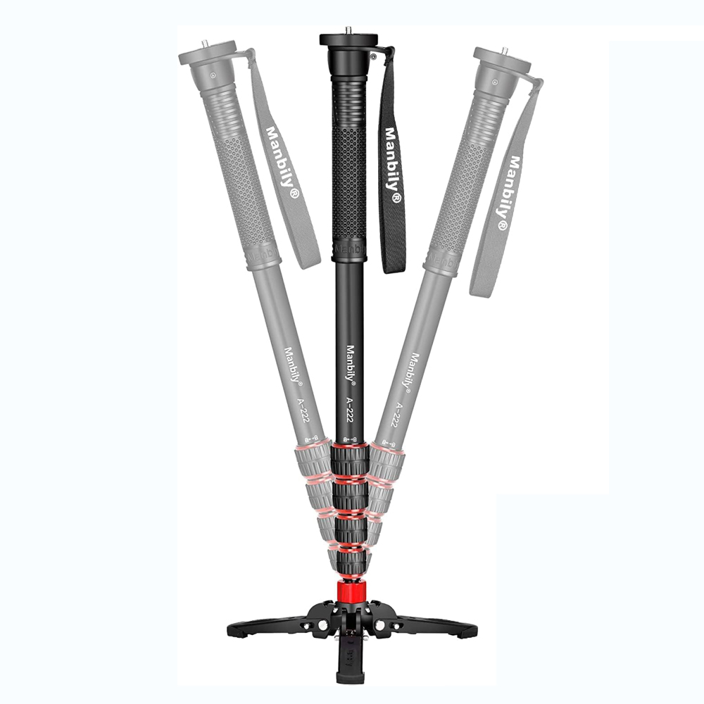 Manbily Camera Monopod with Feet, A-222 (RED/GREEN）