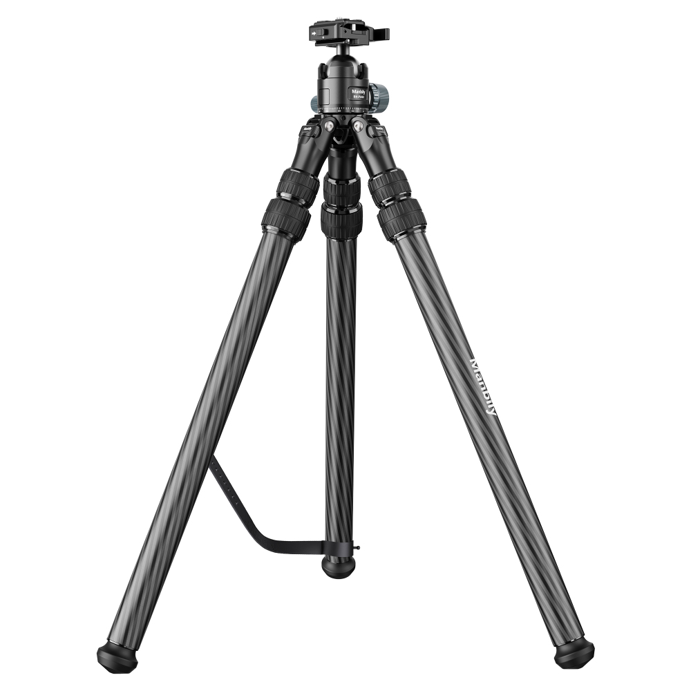 Manbily WZ-2836 Carbon Fiber Inverted Tripod, 63in 36mm Max Tube, with 44mm Ball Head, Arca Swiss & Picatinny Adapter, 3 Sections