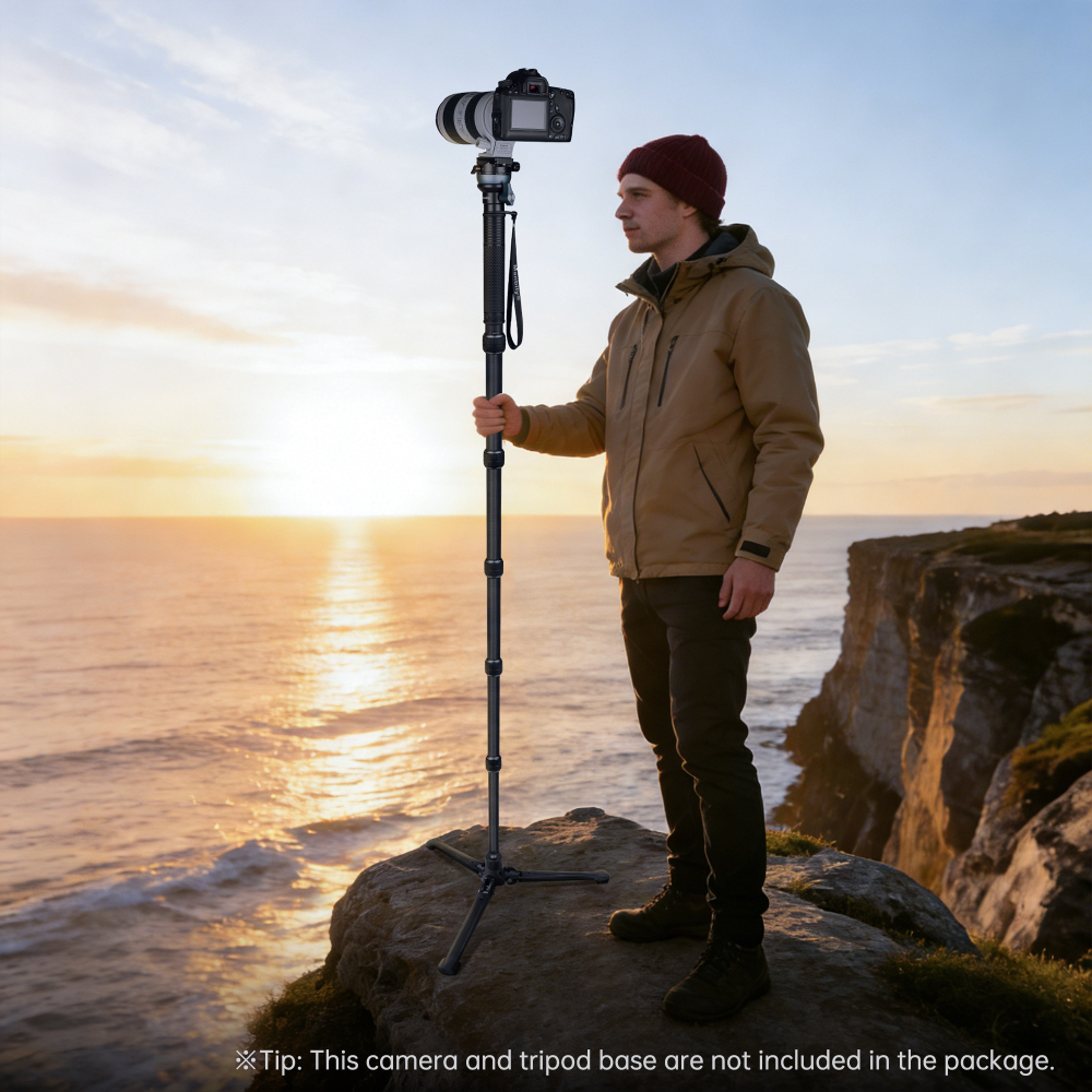 Manbily C-666 PRO Carbon Fiber Monopod with Leveling Bowl Head