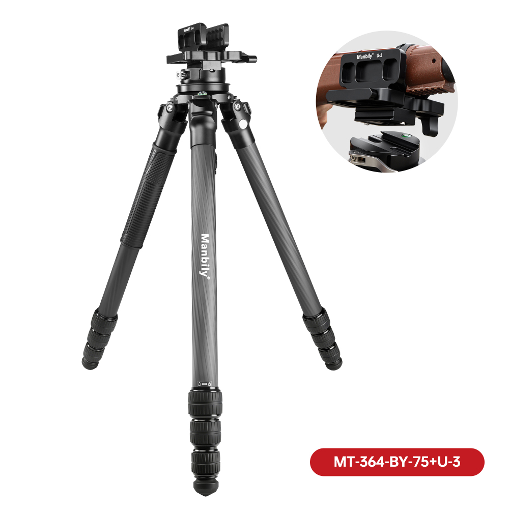 Manbily MT-364+BY-75 Carbon Fiber Heavy Duty Tripod, 36mm Max Tube Diameter with 75mm Platform Bowl Leveling Head