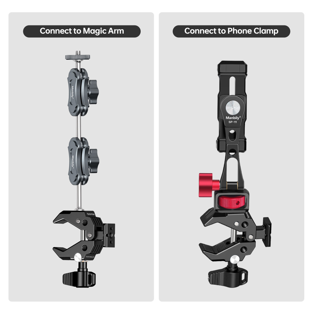 Manbily Multi-Function Super Clamp Mount with Magic Arm for Photography Accessories