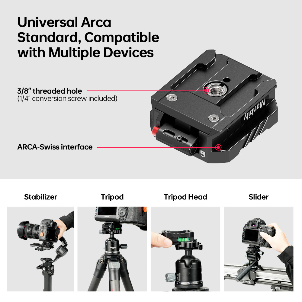 [Quick Release & Fast Mount] Manbily SQ02 Quick Release Plate, Arca-Swiss Compatible