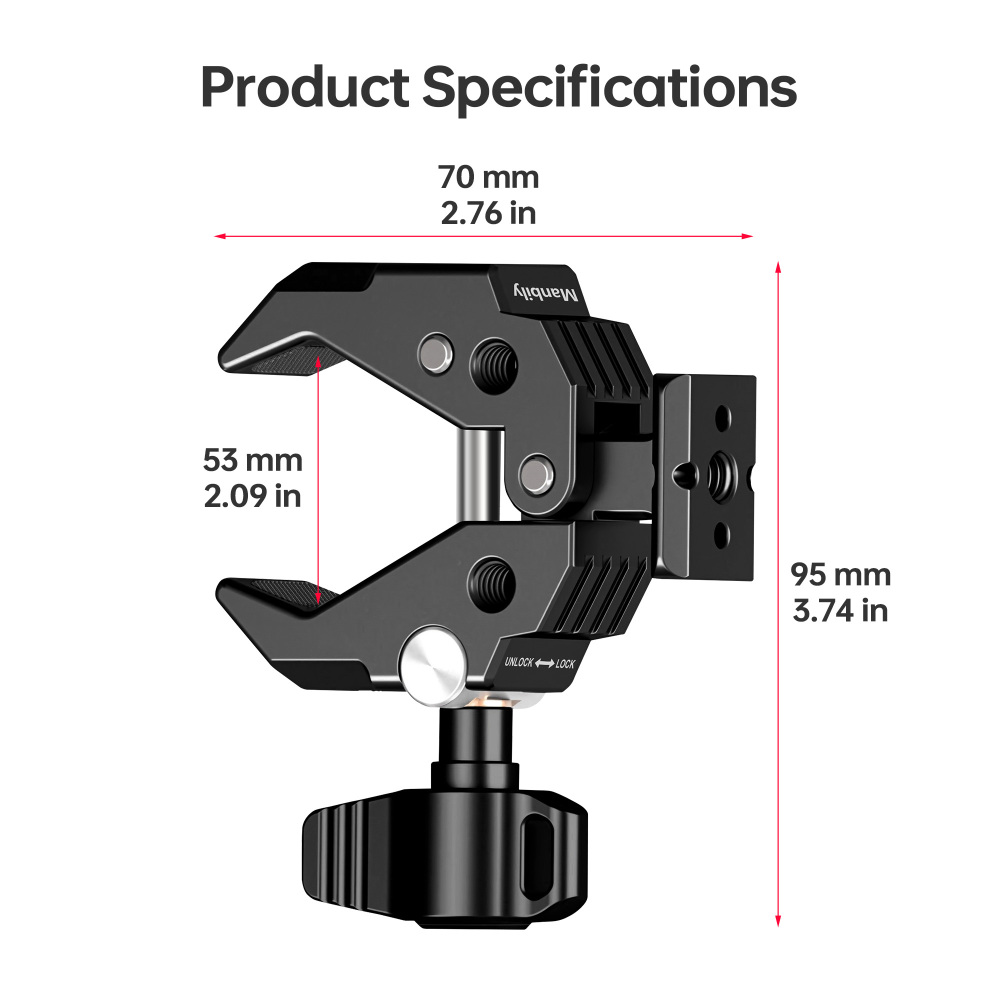 Manbily Multi-Function Super Clamp Mount with Magic Arm for Photography Accessories