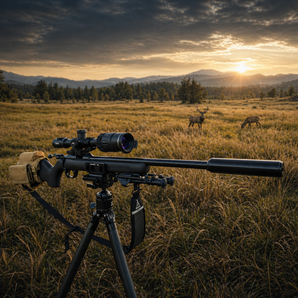 Manbily WZ-324 Carbon Fiber Tripod & BH-U3 Saddle Ball Head Set for Hunting, 32mm Tube, 44mm Diameter Ball, Max. Load 44lbs/20kg(* The Clamp Can't Be Removed)