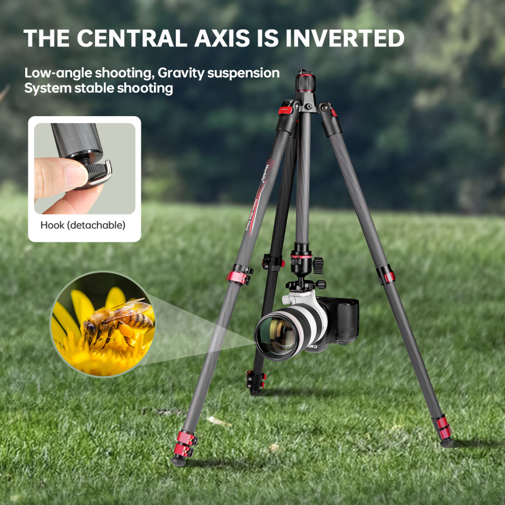Manbily PH-20 + Q-28 Carbon Fiber Travel Tripod with Ball Head, Lightweight Camera Tripod for DSLR, Mirrorless, Phone Filming & Outdoor Photography