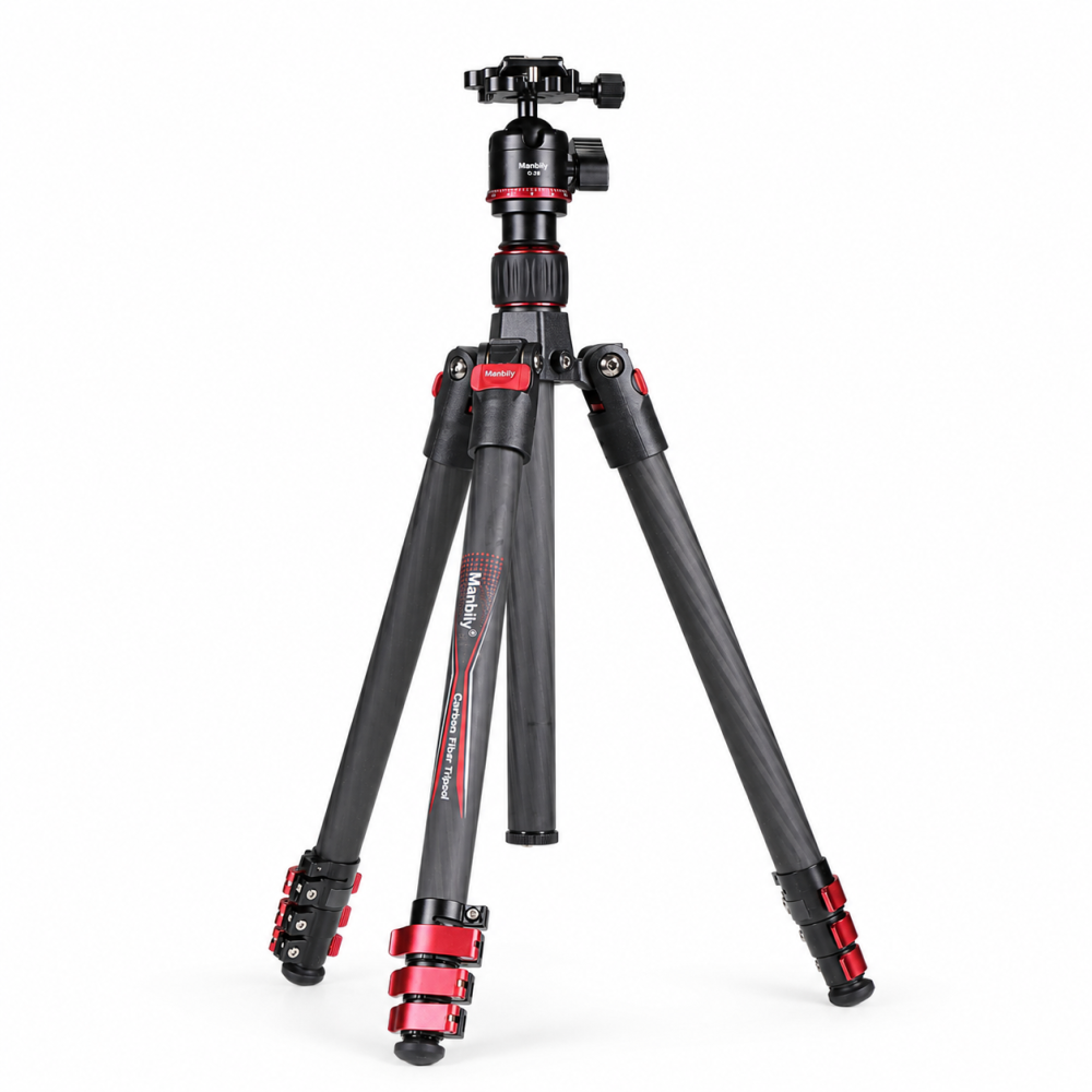 Manbily PH-20 + Q-28 Carbon Fiber Travel Tripod with Ball Head, Lightweight Camera Tripod for DSLR, Mirrorless, Phone Filming & Outdoor Photography