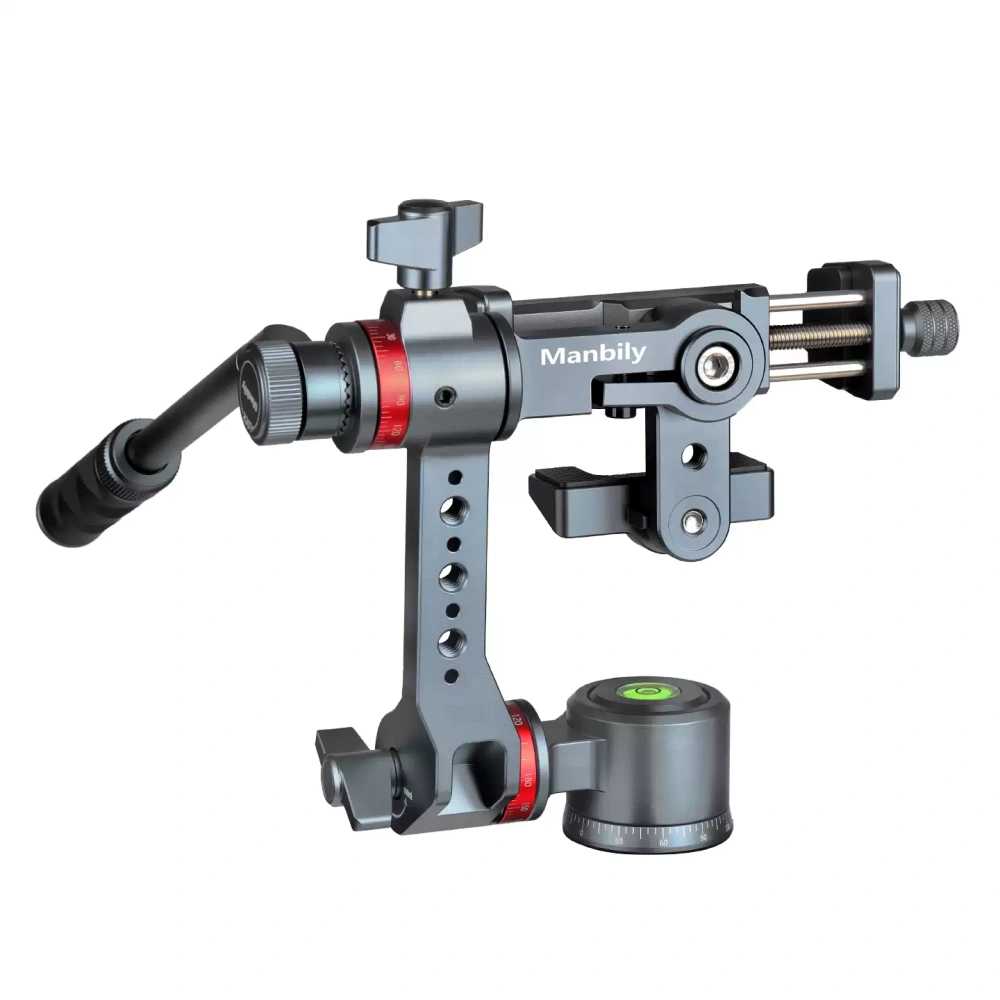 Manbily YJ-002 Phone Gimbal Tripod Head, 360° Rotation Tilt, Aluminum Universal Holder