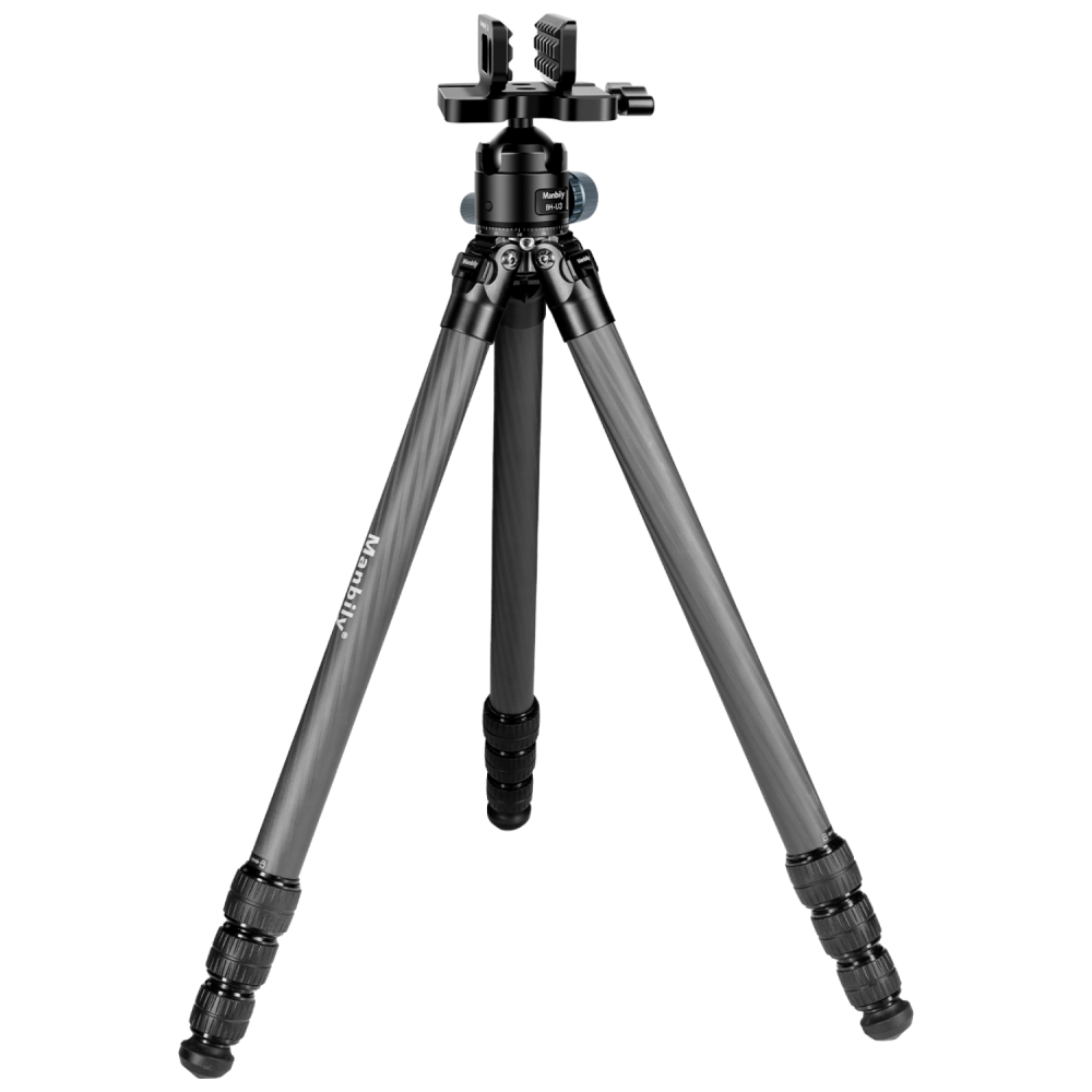 Manbily WZ-324 Carbon Fiber Tripod & BH-U3 Saddle Ball Head Set for Hunting, 32mm Tube, 44mm Diameter Ball, Max. Load 44lbs/20kg(* The Clamp Can't Be Removed)