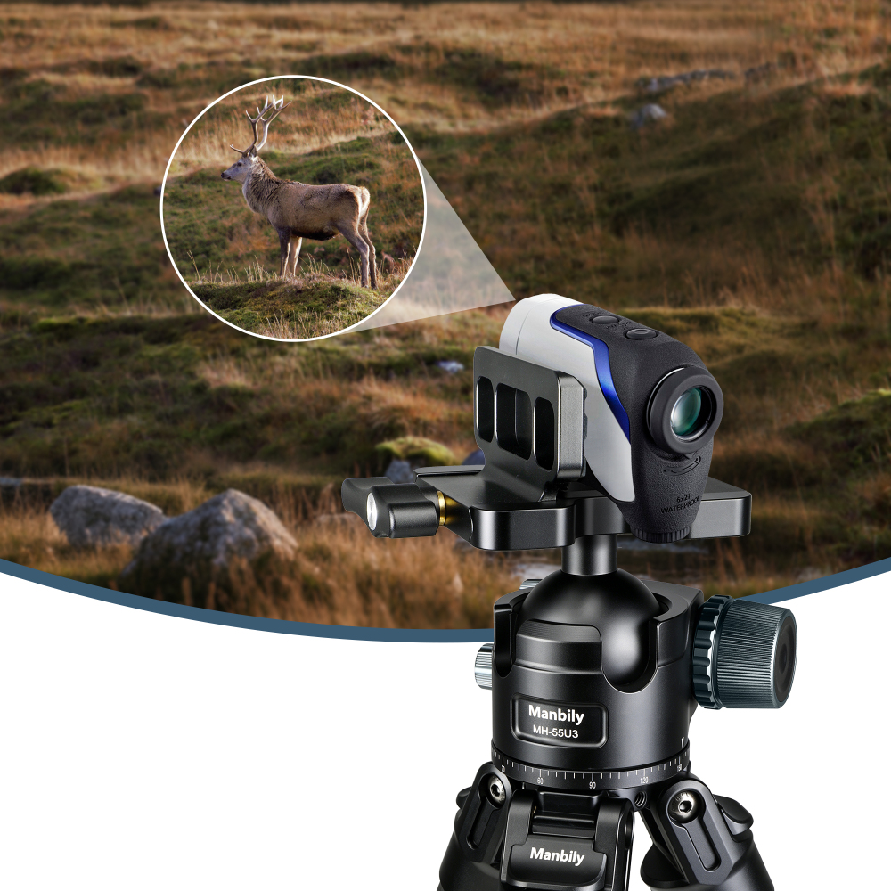 Manbily MH-55U3 55mm Low Profile Ball Head with Shooting Saddle Clamp, 30kg Max Load Capacity