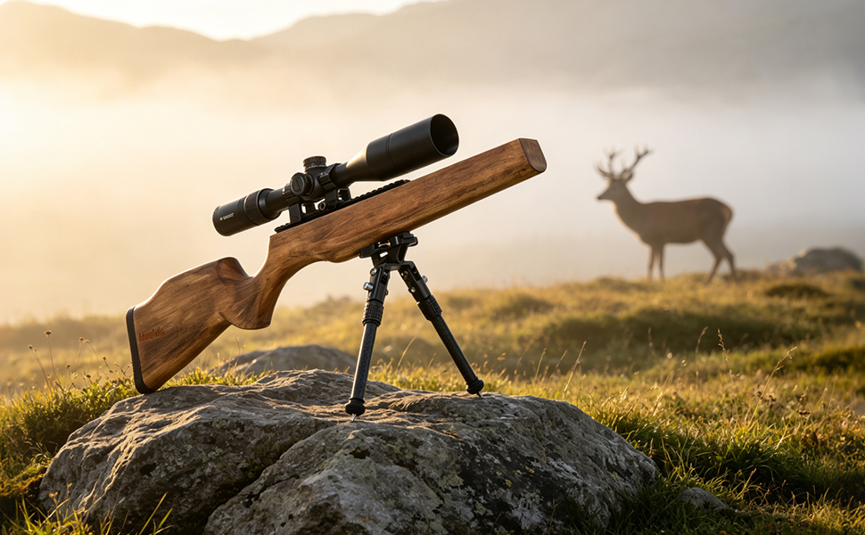 Manbily BP‑101DZ Carbon Fiber Hunting Inverted Bipod, Max. Load 33Lbs/15Kg, Picatinny Adapter, 2 Sections