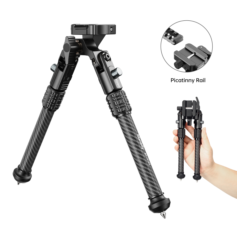Manbily BP‑101DZ Carbon Fiber Hunting Inverted Bipod, Max. Load 33Lbs/15Kg, Picatinny Adapter, 2 Sections
