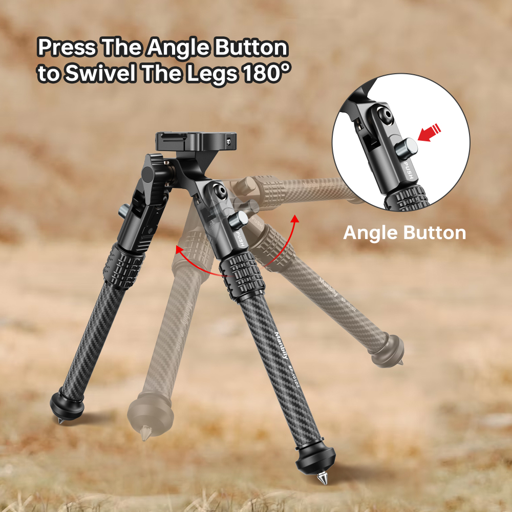 Manbily BP‑101DZ Carbon Fiber Hunting Inverted Bipod, Max. Load 33Lbs/15Kg, Picatinny Adapter, 2 Sections