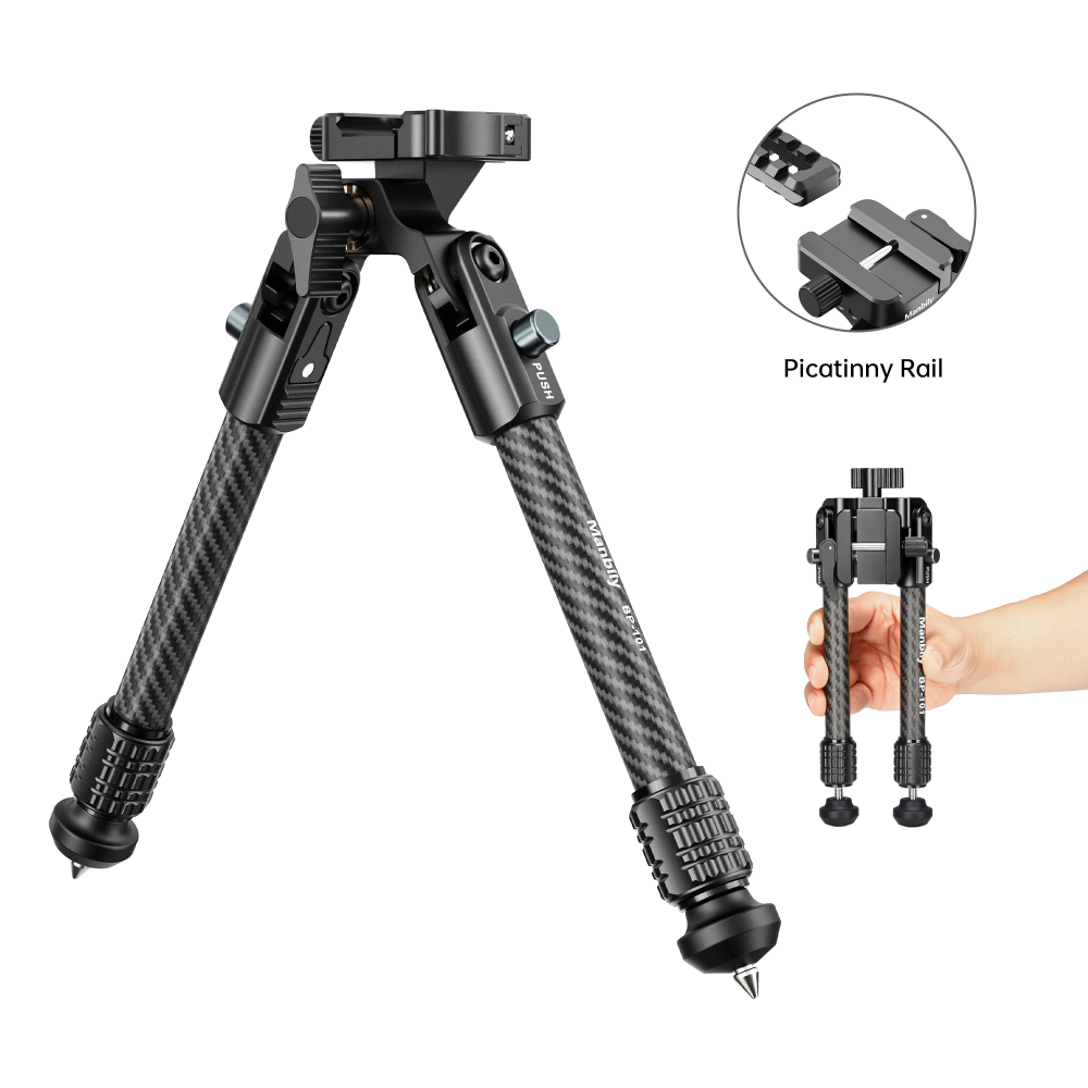 Manbily BP-101 Lightweight Carbon Fiber Hunting Bipod, 15KG/33lbs Heavy Load, 16mm Max Tube