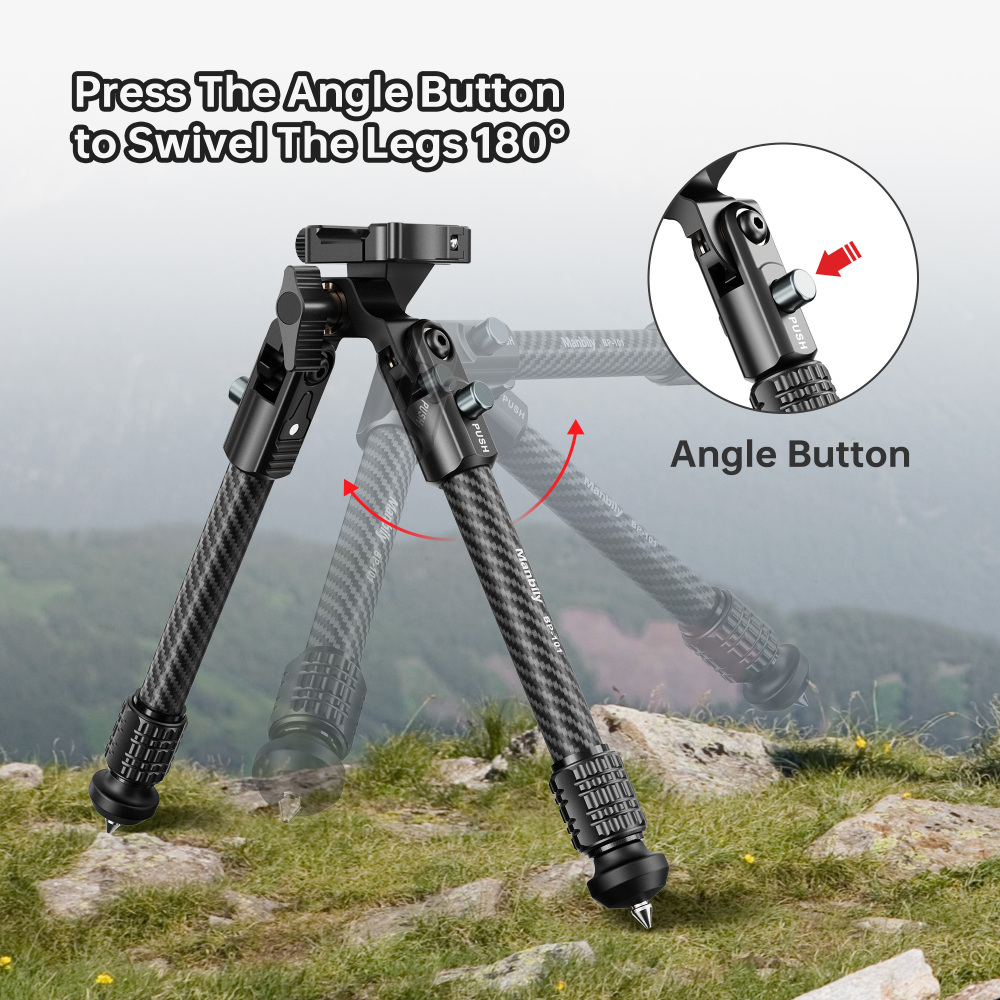 Manbily BP-101 Lightweight Carbon Fiber Hunting Bipod, 15KG/33lbs Heavy Load, 16mm Max Tube
