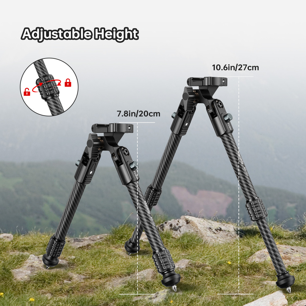 Manbily BP-101 Lightweight Carbon Fiber Hunting Bipod, 15KG/33lbs Heavy Load, 16mm Max Tube