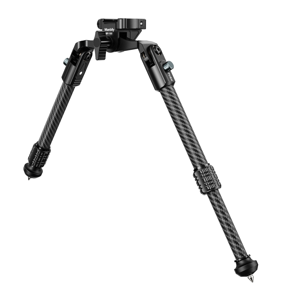 Manbily BP-105 Carbon Fiber Hunting Inverted Bipod,16mm Max Tube with Picatinny Rail,load up to 33lbs/15kg, 2 Sections