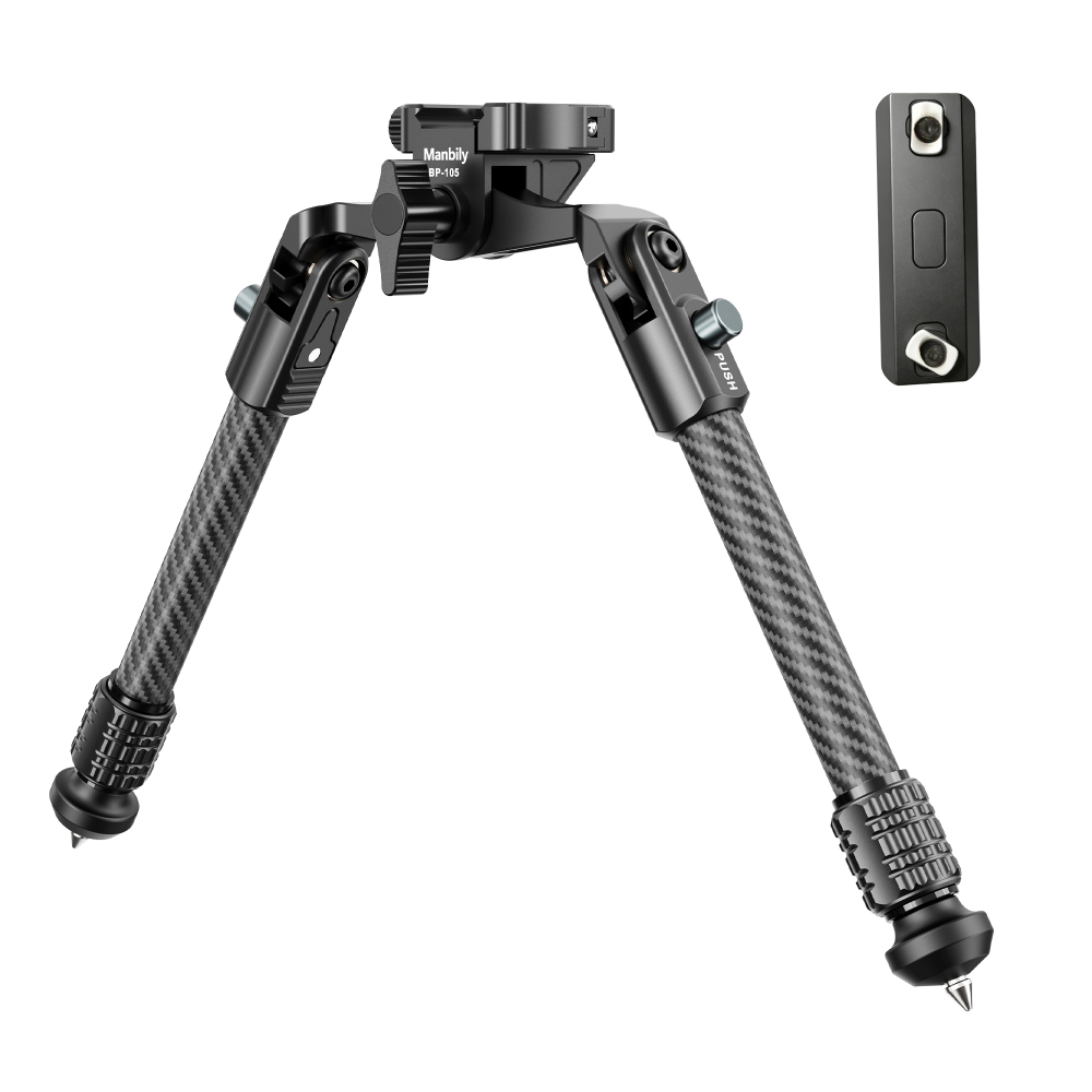 Manbily BP-105 Carbon Fiber Hunting Inverted Bipod,16mm Max Tube with Picatinny Rail,load up to 33lbs/15kg, 2 Sections